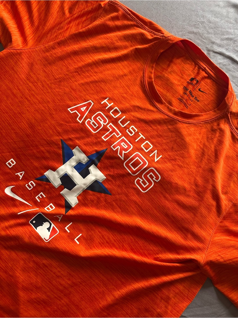 Houston Astros Shirt Mens Large Orange MLB Baseball Nike Dri-FIT Tee Adult